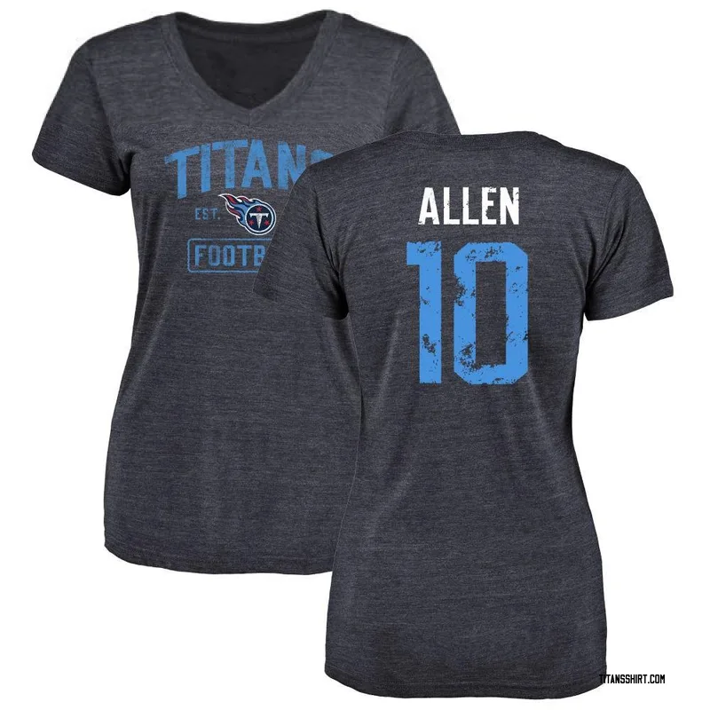 Brandon Allen Tennessee Titans Women's Navy Distressed Name & Number Tri-Blend V-Neck T-Shirt
