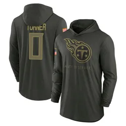 Cole Turner Tennessee Titans Youth Forest/Green 2025 Salute to Service Sideline Lightweight Hooded Pullover Long Sleeve T-Shirt