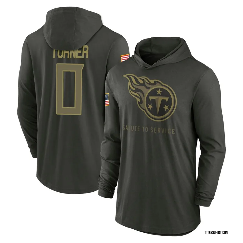 Cole Turner Tennessee Titans Youth Forest/Green 2025 Salute to Service Sideline Lightweight Hooded Pullover Long Sleeve T-Shirt