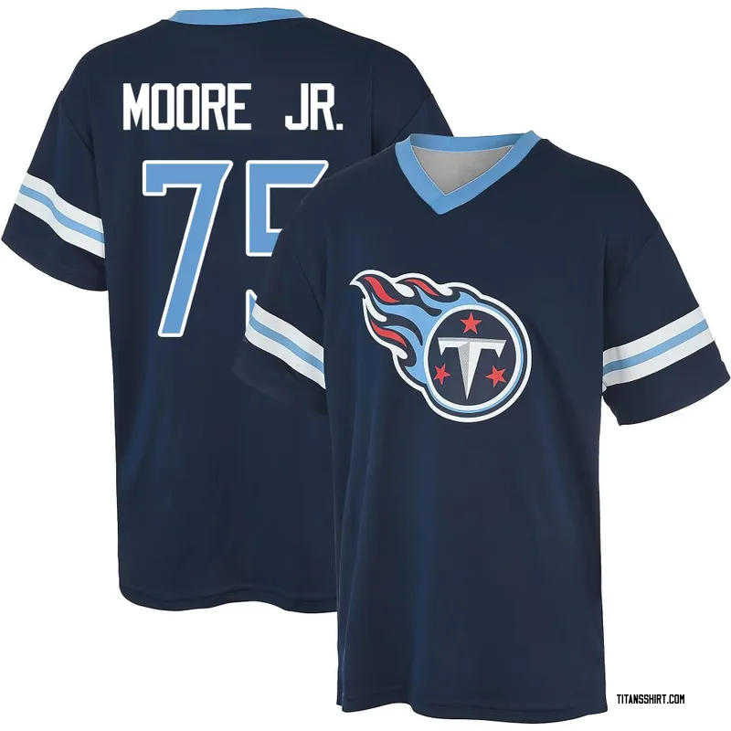 Dan Moore Jr. Tennessee Titans Youth Navy Name & Number Game Day V-Neck T-Shirt