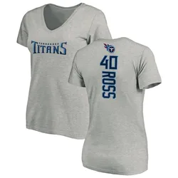Davion Ross Tennessee Titans Women's Backer V-Neck T-Shirt - Ash