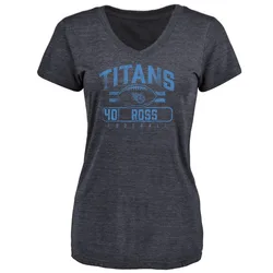Davion Ross Tennessee Titans Women's Navy by Flanker Tri-Blend T-Shirt -