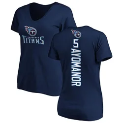 Elic Ayomanor Tennessee Titans Women's Navy Backer Slim Fit T-Shirt -