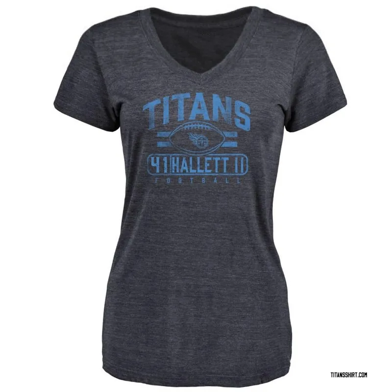Erick Hallett II Tennessee Titans Women's Navy by Flanker Tri-Blend T-Shirt -