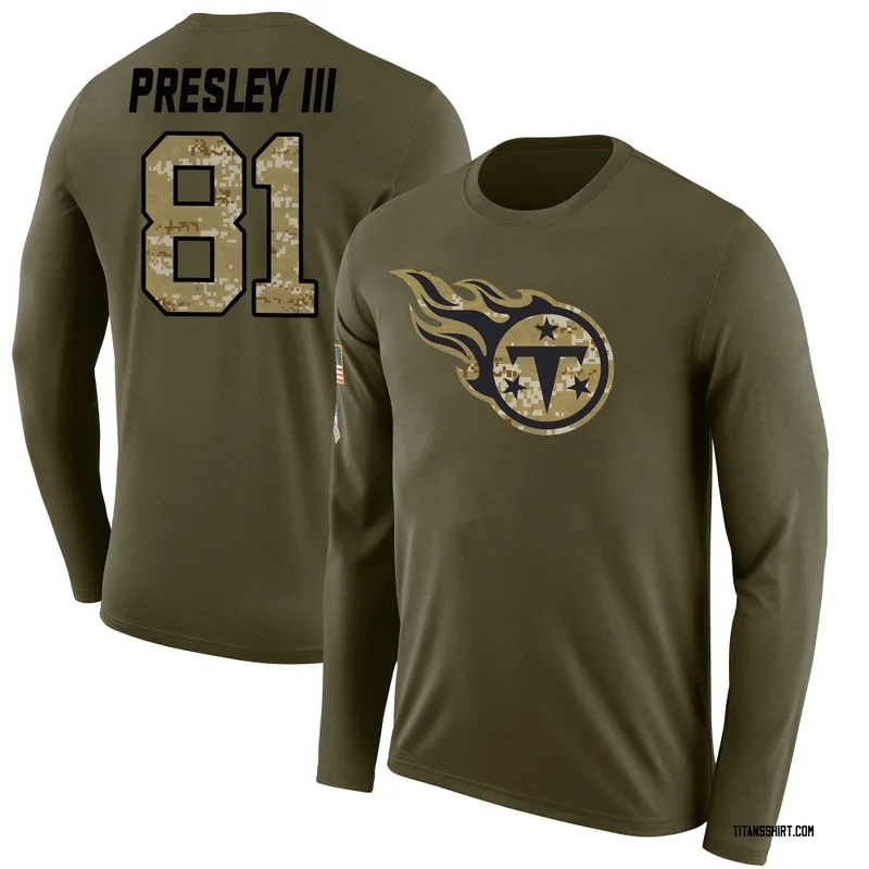 Hal Presley III Tennessee Titans Men's Legend Olive Salute to Service Sideline Long Sleeve T-Shirt