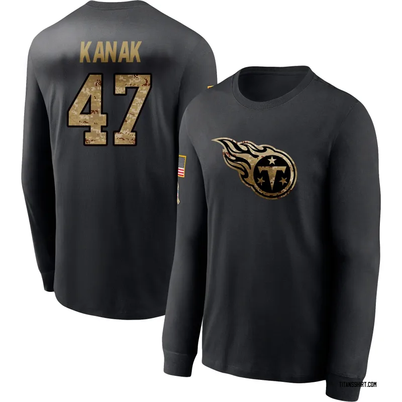 Jaren Kanak Tennessee Titans Men's Black 2020 Salute To Service Sideline Performance Long Sleeve T-Shirt