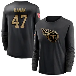 Jaren Kanak Tennessee Titans Women's Black 2020 Salute To Service Sideline Performance Long Sleeve T-Shirt