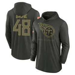 Joe Bachie Tennessee Titans Youth Forest/Green 2025 Salute to Service Sideline Lightweight Hooded Pullover Long Sleeve T-Shirt