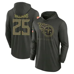 Joshua Williams Tennessee Titans Men's Forest/Green 2025 Salute to Service Sideline Lightweight Hooded Pullover Long Sleeve T-Sh