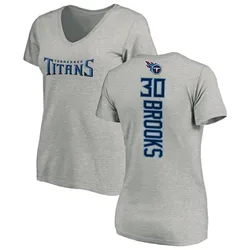 Kendell Brooks Tennessee Titans Women's Backer V-Neck T-Shirt - Ash