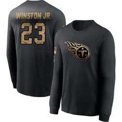 Kevin Winston Jr. Tennessee Titans Youth Black 2020 Salute To Service Sideline Performance Long Sleeve T-Shirt