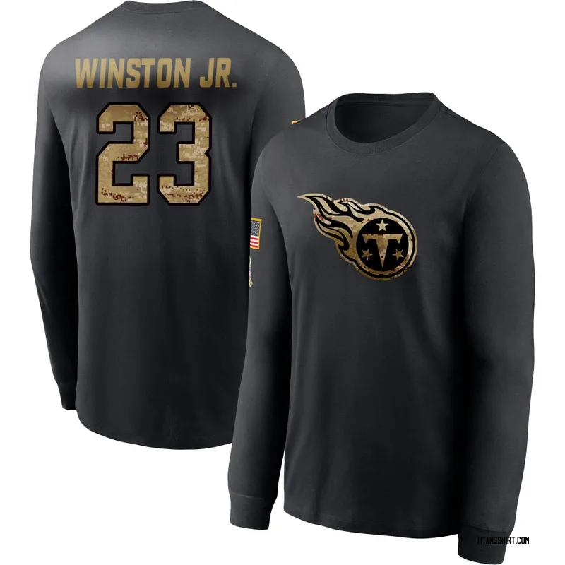 Kevin Winston Jr. Tennessee Titans Youth Black 2020 Salute To Service Sideline Performance Long Sleeve T-Shirt