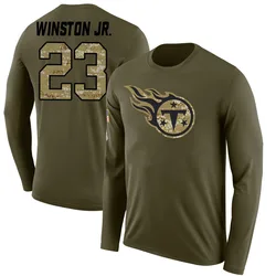 Kevin Winston Jr. Tennessee Titans Youth Legend Olive Salute to Service Sideline Long Sleeve T-Shirt