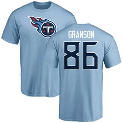 Kylen Granson Tennessee Titans Men's Light Blue Name & Number Logo T-Shirt -