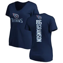 Kylen Granson Tennessee Titans Women's Navy Backer Slim Fit T-Shirt -