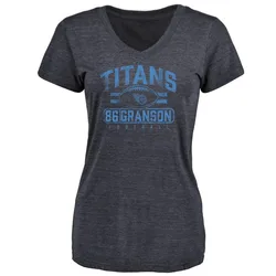 Kylen Granson Tennessee Titans Women's Navy by Flanker Tri-Blend T-Shirt -