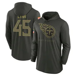 Nate Lynn Tennessee Titans Youth Forest/Green 2025 Salute to Service Sideline Lightweight Hooded Pullover Long Sleeve T-Shirt