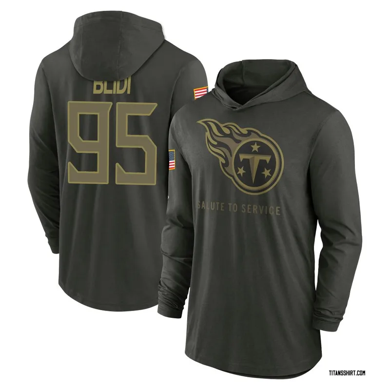 Philip Blidi Tennessee Titans Youth Forest/Green 2025 Salute to Service Sideline Lightweight Hooded Pullover Long Sleeve T-Shirt