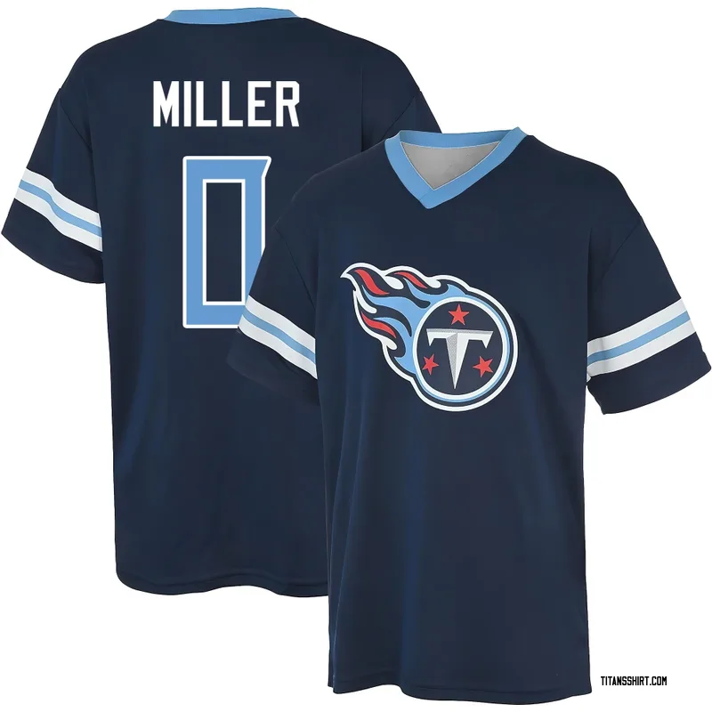 Rasheed Miller Tennessee Titans Men's Navy Name & Number Game Day V-Neck T-Shirt