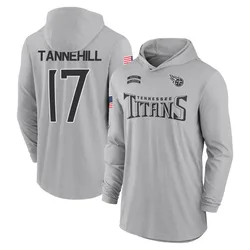 Ryan Tannehill Tennessee Titans Men's Gray 2024 Salute to Service Lightweight Performance Long Sleeve Hooded T-Shirt