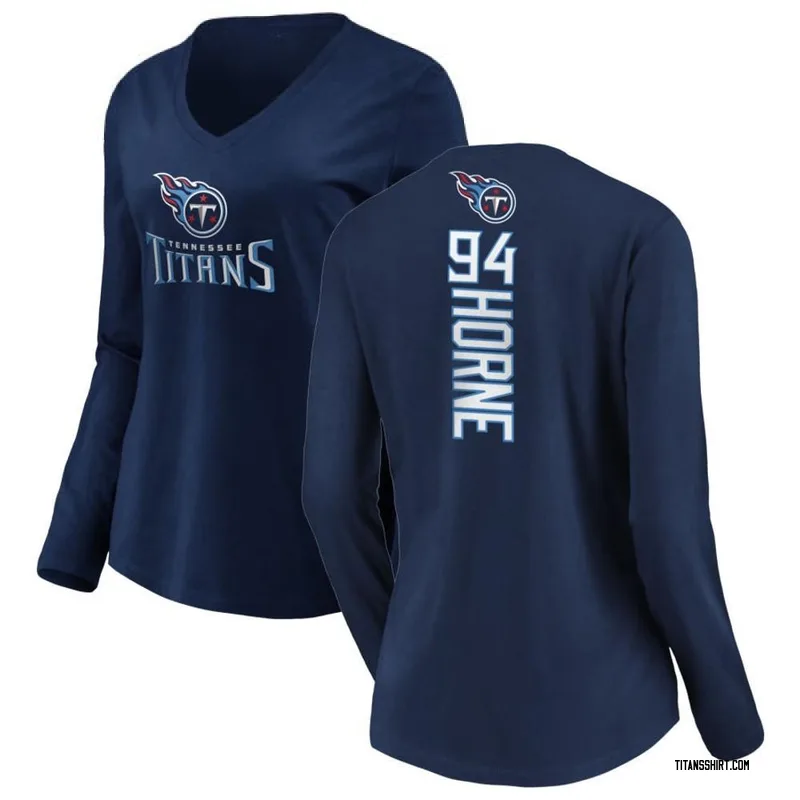 Timmy Horne Tennessee Titans Women's Navy Backer Slim Fit Long Sleeve T-Shirt -